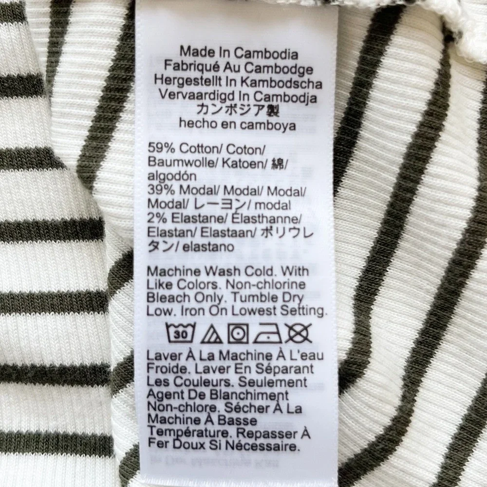 J.Crew Fine Rib Knit Cardigan Cream Green Stripe Womens XXL Cotton Modal